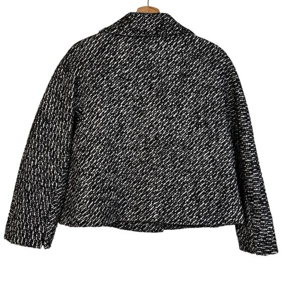 Talbots Double Breasted Tweed Wool Blend Jacket Size 10 Petite Black White - Picture 2 of 9